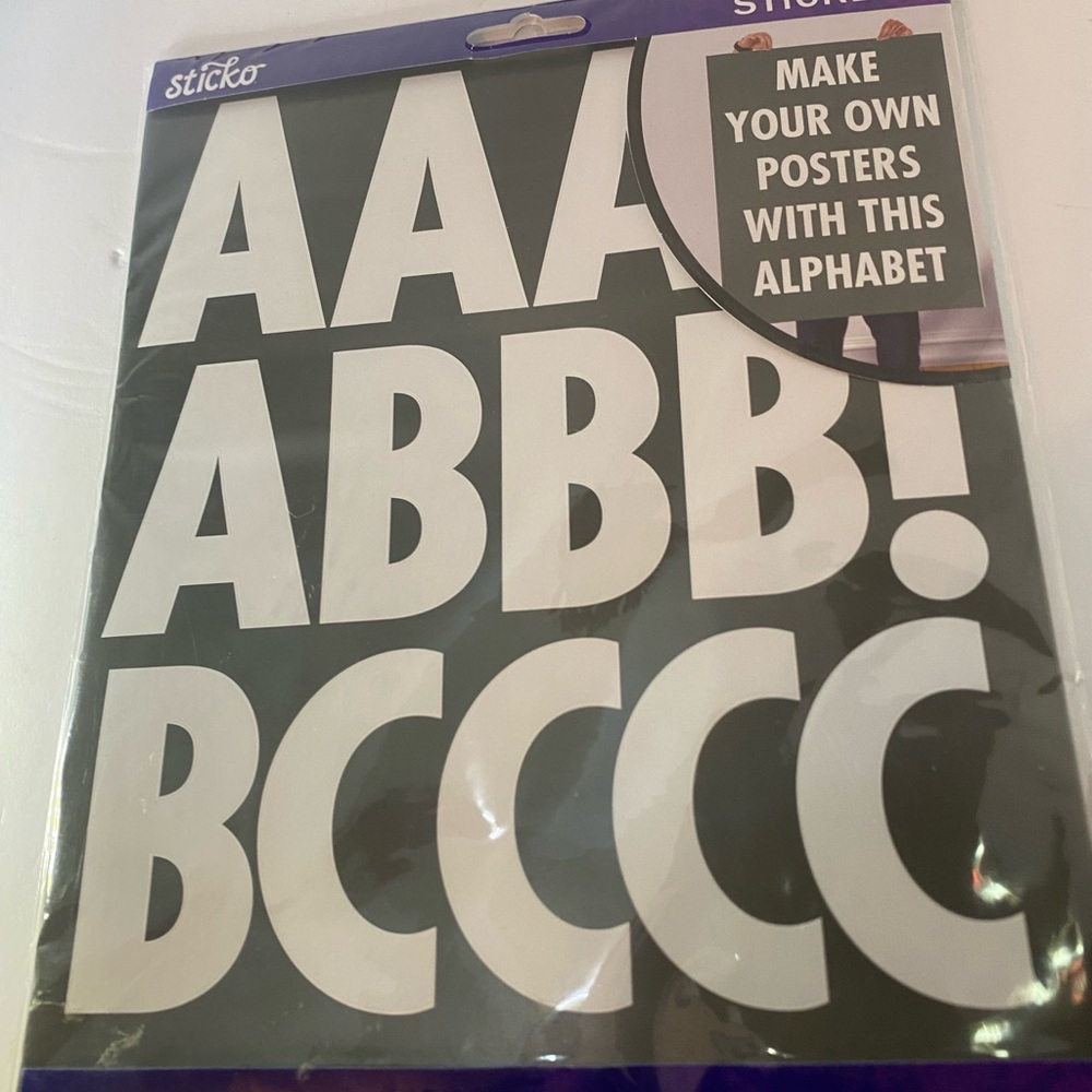 Bundle of Alphabet Letter Stickers on Black Sheet/silver color